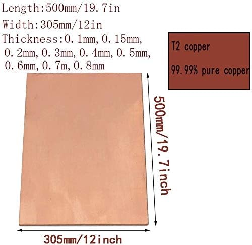 Placa de cobre de cobre pura de Yuesfz Cu pura Folha de cobre T2 Folha de metal Folha de cobre Materiais industriais