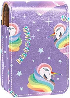 Rainbow Unicorn Ice Cream Purple Lip Gloss Helsick Case de maquiagem portátil Bolsa de viagem