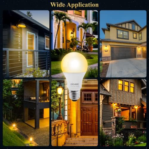DiCuno Dusk para Dawn Light Sensor Bulbs Outdoor, A19 LED BULBA AUTOMÁTICO ON/OFF, 9W 60 WATT Equivalente,