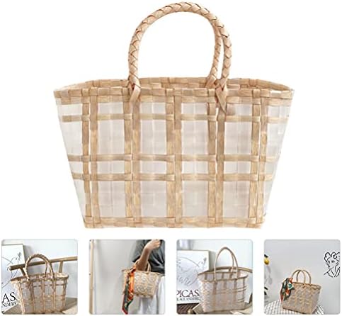 Hemoton Small Tote Bag Saco de praia Tito de cesta de mão de mão de vime de cesta vegeta