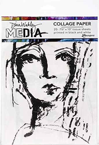 Ranger Dina Wakley Media Collage Paper 7.5 X10 20/PKG-FACES, BLACK