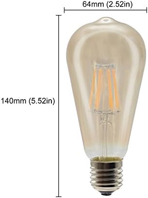 Lâmpadas de bulbo de 6w de lâmpada Mininonon ST64, 400 lúmens, base de parafuso e26 parafuso vintage âmbar lâmpadas