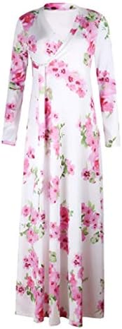 Vestido de verão de 2023 feminino Casual Boho Floral V pescoço de manga média Maxi Hawaii Beach Dress