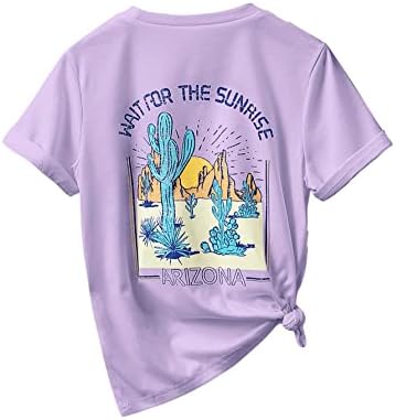Sweatyrocks Girl's Casual Casual Manga curta Crewneck Imprimir camiseta de verão suave Camiseta