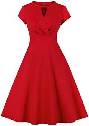 Vestido de festa para mulheres O-pescoço as mangas curtas do dia dos anos 50 Audrey Hepburn Vintage Style Rockabilly Swing Dress Dress