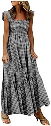 Vestidos fofos para mulheres boho cor sólida vestido de verão vintage vestido maxi longo vestido de balanço