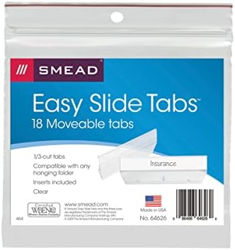 Smead Easy slide guia, 1/3 de corte, claro, 18 por pacote