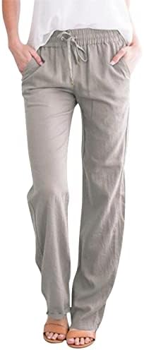 Calças de perna larga de Felwors para mulheres, Casual Summer Wide perna as calças da cintura elástica