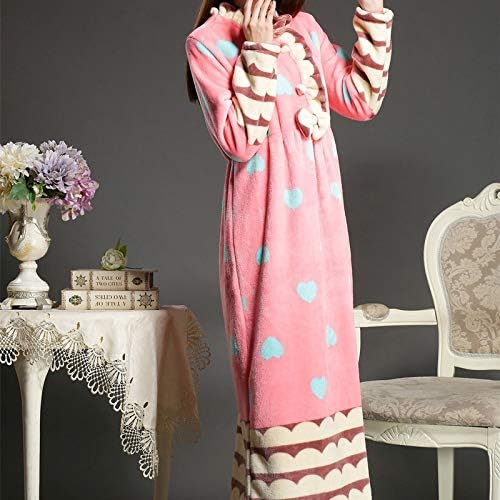 Robe de flanela feminina Zsqaw Espalhar quente para vestes impressas no inverno Princesa de lã de coral