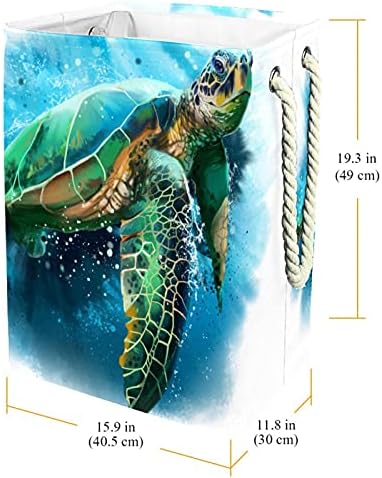 Animal Turtle Sea Ocean Tortoise Laundry Turgo com Handles grande cesta dobrável para lixeira,