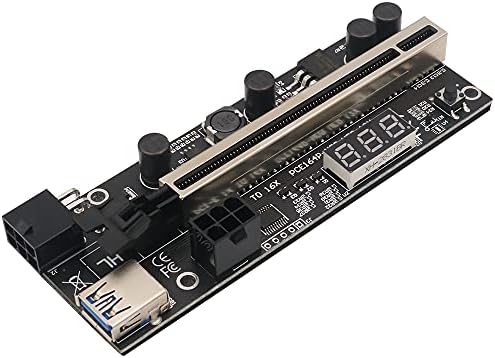 PCIE RISER 1X a 16X Extensão gráfica com sensor de temperatura para Bitcoin GPU Mining Riser Powerd Riser Card,