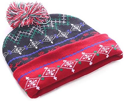 Chapéu quente de malha LED de Natal, Flanging Battery Type Chaping de roupas de Natal para festas de suéter