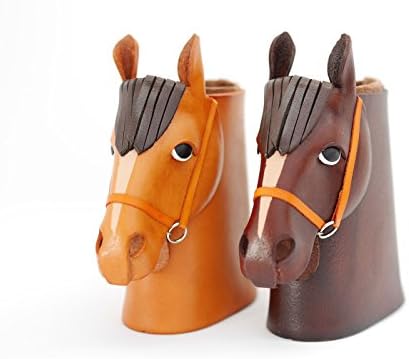 Holdador de óculos de couro genuía de couro marrom de cabeça de cavalo * Vanca * feito à mão no Japão