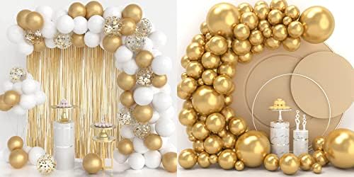 Joyypop White Gold Balloon Garland Kit com Balões de ouro de ouro de ouro