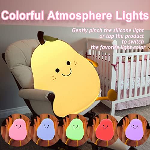 Ceyoom Night Light for Kids, lâmpada de pêra de berçário de silicone para bebês de criança, lâmpada fofa mole
