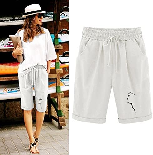 Shorts rbculf para feminino 2023 Summer moda linen sport casual 5 '' calças de plus size boyshort sorto curto