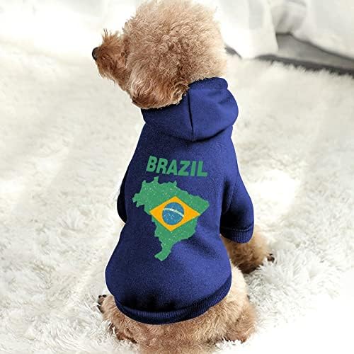 Mapa de bandeira vintage do moletonete Brasil Pet Sweater de cães macios de cães de roupa de estimação de