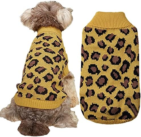 Roupas de estimação para cães pequenos designer masculino pareça suéter de leopardo para animais de