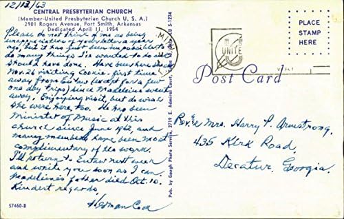 Igreja Presbiteriana Central, 2901 Rogers Avenue Fort Smith, Arkansas AR Original Vintage Post cartão