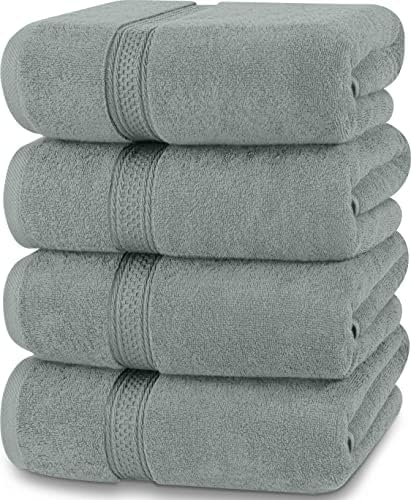 Toalhas utopia 4 toalhas de banho premium, anel giratório de algodão 600gsm, toalhas de secagem