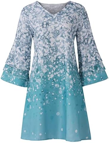 Vestidos Nokmopo para mulheres Moda Temperamento Elegante decote em V impressa em V 3/4 Mini vestido