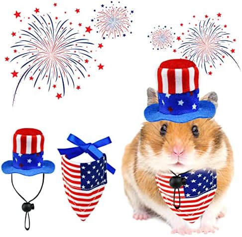 Cooshou 4 pcs Pet Independence Day Costume 4 de julho de gaiola porco e tio de bandana sam sam rabbit bandeira americana