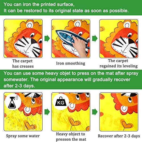 Llnsupply Round Kids Area Tapete da área de desenho animado Lion Pattern Bursery Pad Pad macio dobrável