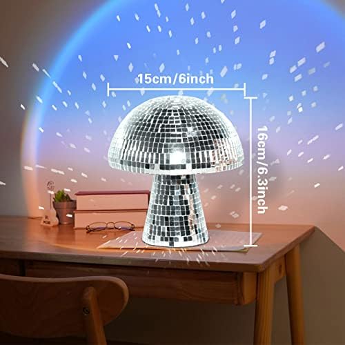 Bola de discoteca de cogumelos, bola de discoteca de espelho prateado, luzes de bola de disco