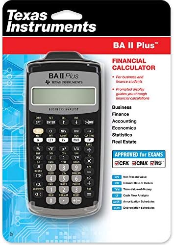 Texas Instruments Ba II Plus Financial Calculator, Black Medium