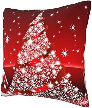 Travesseiro de arremesso vermelho da Árvore de Natal Aseelo, caixa de almofada quadrada macia para sofá -cama com