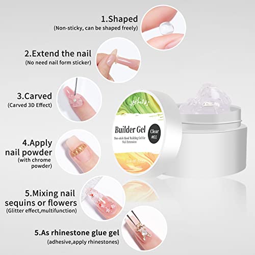 pacote de esmalte de unhas de gel sólido e hethious com extensão de unhas de extensão de extensão clara/branca/rosa/nude