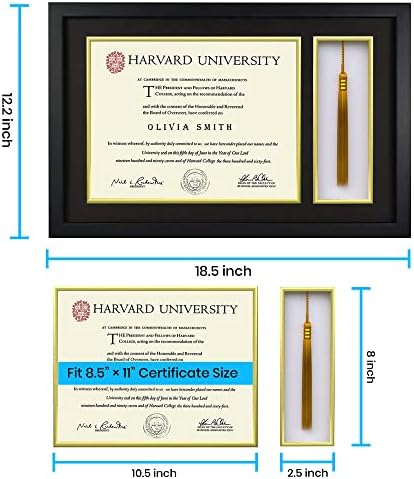 Quadro de diploma Twinklewish com suporte de borla para o quadro de certificado 8.5x11. Presente para graduação