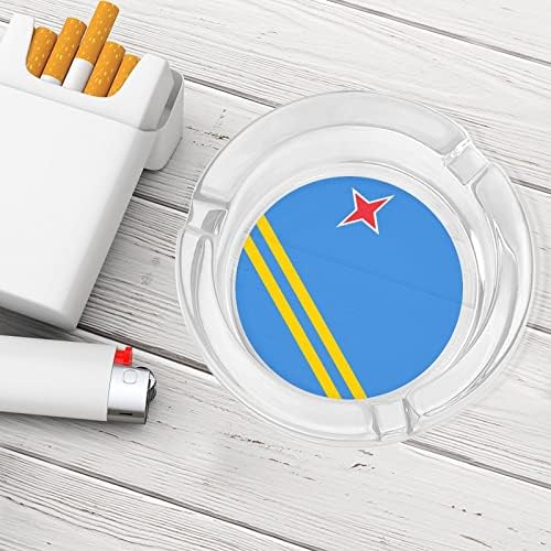 Aruba Flag Glass Ashtrays para cigarros lixo à prova de vento pode imprimir bandejas de cinzas extravagantes para