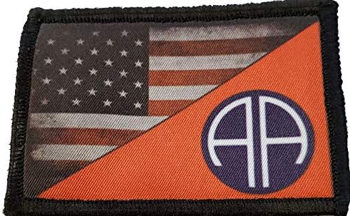 Full Color 82nd Airborne USA Flag Moral Patch Militar tático. 2x3 gancho e loop feitos nos EUA