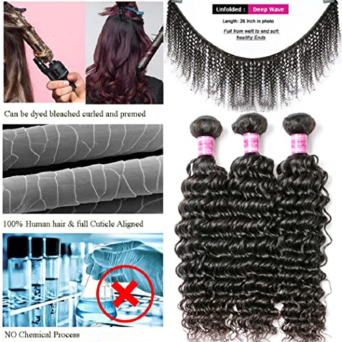 Pacotes de cabelo humano de onda profunda brasileira para mulheres negras Wave Deep Curly 3 Bundles