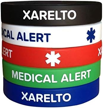 Pulseiras de silicone xarelto 7,8 pulseiras médicas de pulseiras tamanho adulto para homens mulheres