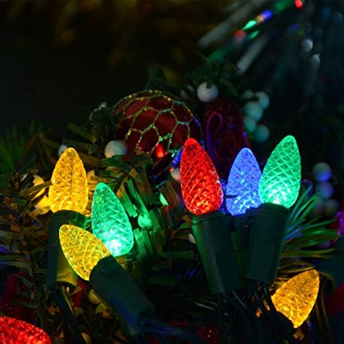 Awriando 17,7 pés 50 LED C3 Luzes de Natal Operado pela bateria, Luzes de árvore de Natal multicoloridas Fios