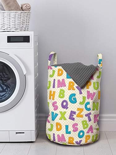 Bolsa de lavanderia ABC ABC, letras engraçadas em cores animadas estilo de desenho animado alfabeto ABC no