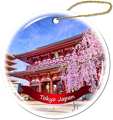 Tokyo Japan Tree pendurado Ornamento de Natal Ornamento de cerâmica de dupla face, 3 polegadas