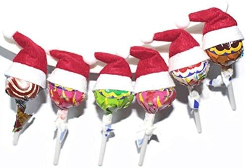 60 PCS Mini Natal Lollipop Hat Mini Christmas Papai Noel Hats de Natal Lollipop Candy Hat Party Supplies