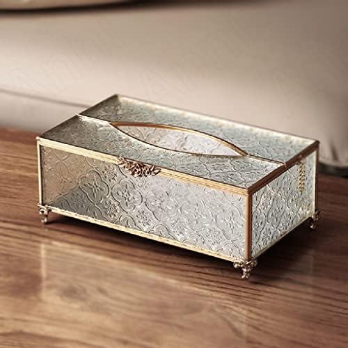 BBSJ Gold Stroke Celofane Caixa de lenço de tecido de cobre Decorativa caixa de armazenamento esculpida decoração