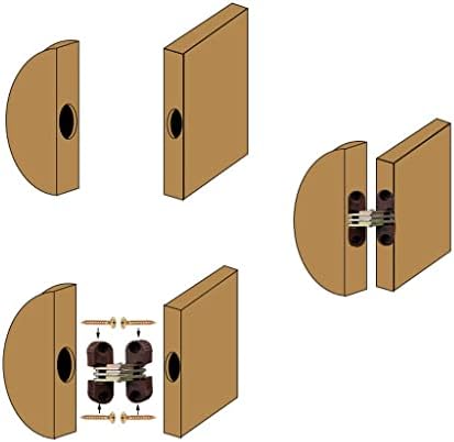 Dobradiças de porta muteiki, 6pcs invisíveis dobradiças escondidas de barris de porta dobrável