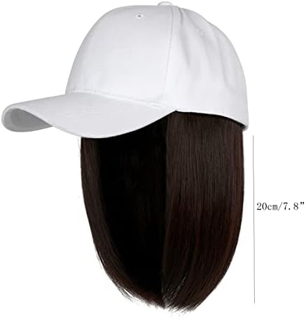 Boné de beisebol com extensões de cabelo reto curto penteado bob chapéu de peruca removível para chapéus