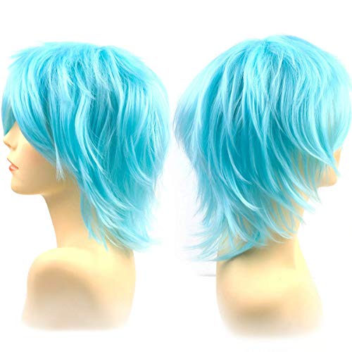 ModernFairy Anime Halloween peruca aqua azul para festa de cosplay, perucas de cabelo curto