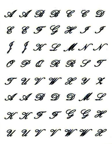 Adesivo de unhas/unhas - coleção de assinaturas - alfabeto de script