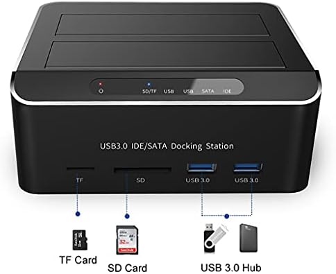 Liruxun Bay Dual Bay USB 3.0 para SATA IDE Externo Disco rígido Estação de ancoragem com 2 portas de