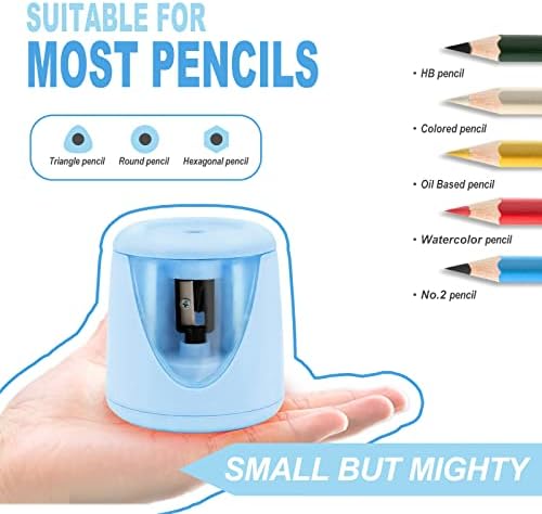 Sonuimy Lápis elétricos afiadores para crianças, apontadores portáteis de lápis de bateria para lápis colorido