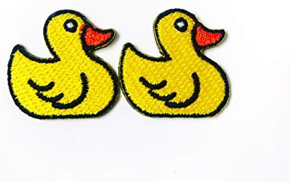 O conjunto de 2 minúsculos. Mini Mini Amarelo Little Duck Logo Patches de desenho animado Costura