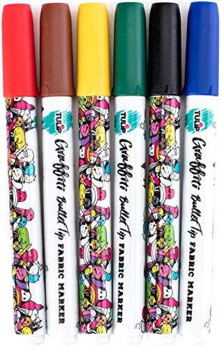 Tulip Graffiti Taber Markers Tip 6pk, arco -íris, tinta de qualidade premium, permanente, infantil, para pintura