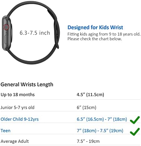 NewJourney for Kids Apple Watch Band, Sport Waterproof Silicone Iwatch Strap for Boy Girl, compatível